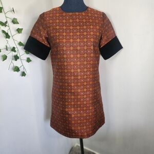 Luella Bartley Orange with Velvet Mid Length Dress